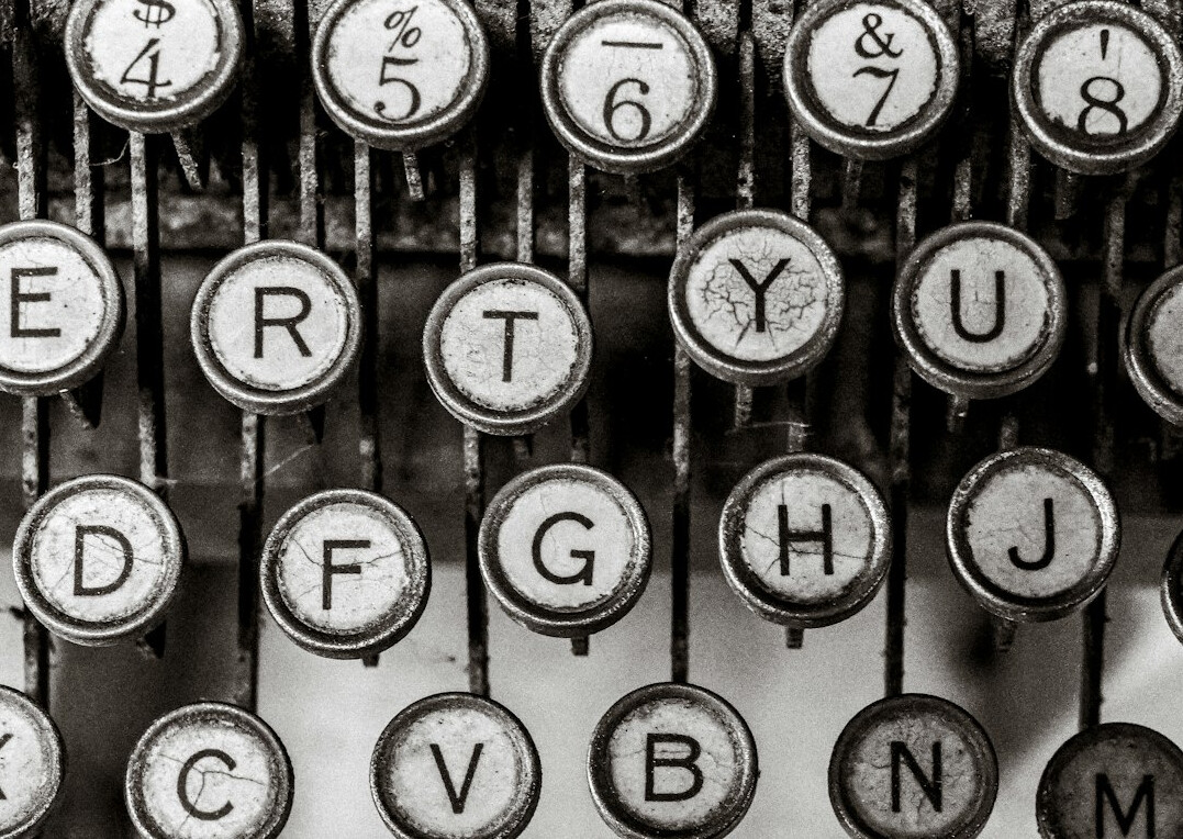 Close-up of vintage typewriter keys