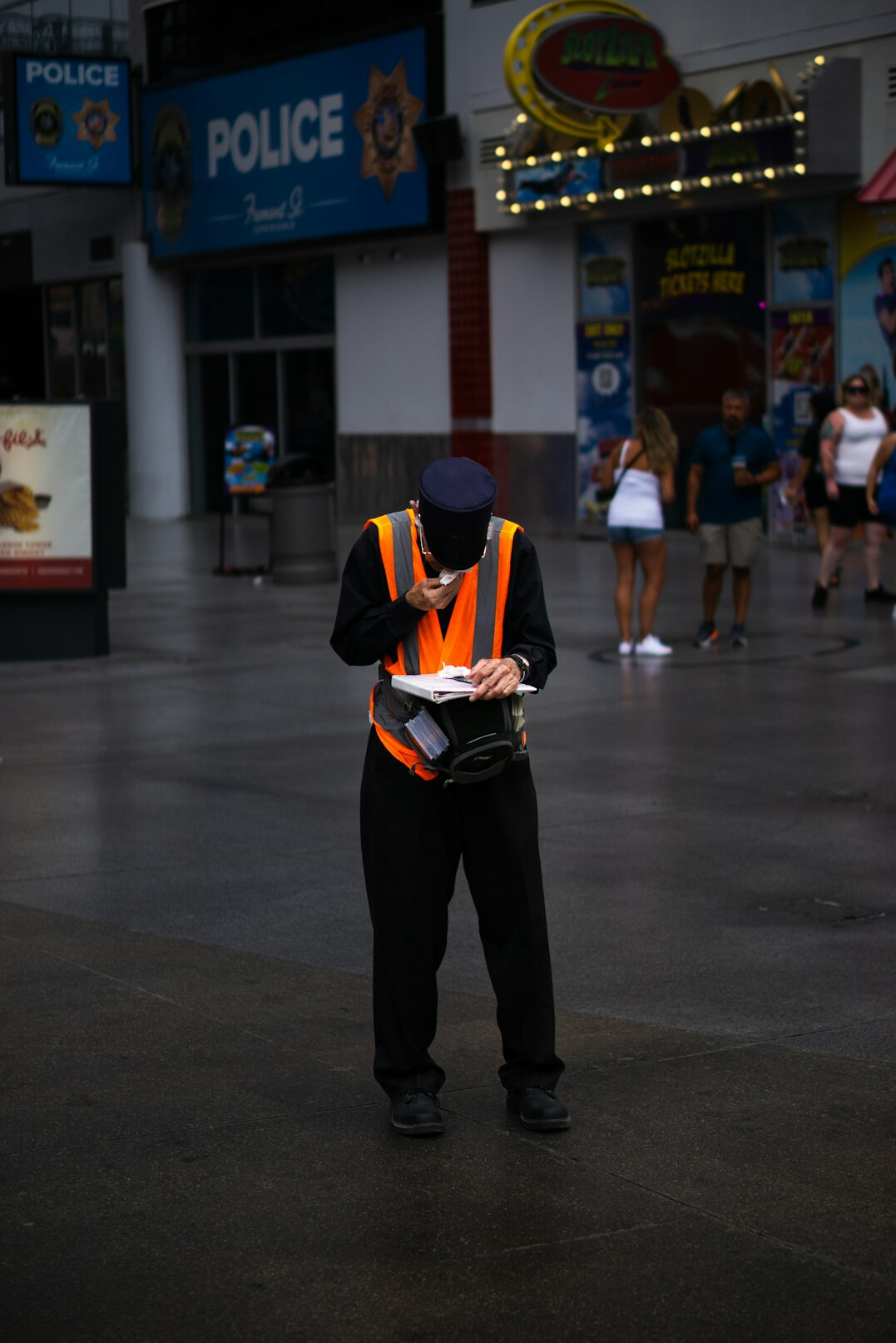 detective observing store